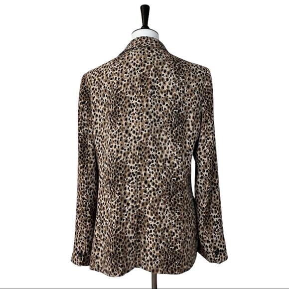 LOFT Women's Blazer Classic Wool Blend Leopard Print Open Front Soft Size 12 - Picture 4 of 12
